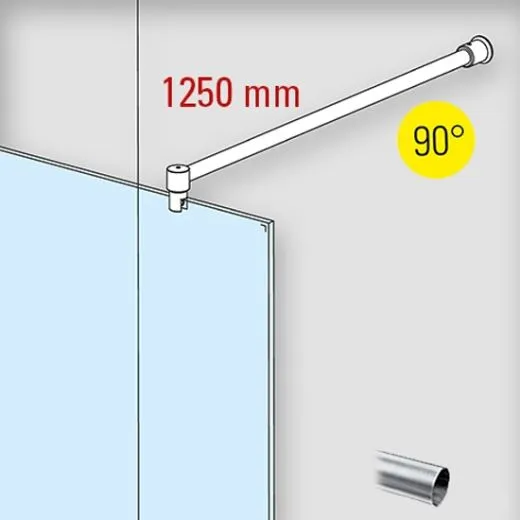 Edelstahl Design - 19mm - 1.250mm - Duschwand-Stabilisationsset 90