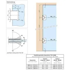 Messing matt Design Glastrscharnier einseitig Wand - Glas