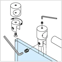 Edelstahl Design - 19mm - 1.250mm - Duschwand-Stabilisationsset 45