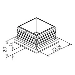 Kunststoff-Endkappe fr Rohr 35x35 mm