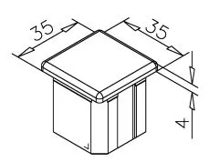 Endkappe flach fr Edelstahl Vierkantrohr 35x35 mm