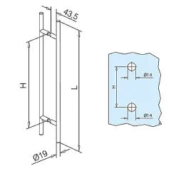 Anthrazit Design Trgriff 475303 - Griff 19mm - Grifflnge 70cm