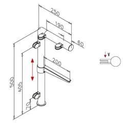 Hustenschutz Pfosten 20-131-25 rechts - Rohr  25.4 mm - Anthrazit Design