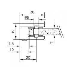 Chrom Design Glasklemme 23 - Flachmontage - Glas 4-8.76 mm