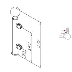 Hustenschutz Pfosten 20-140-38 90 - Rohr  38.1 mm - Messing matt Optik