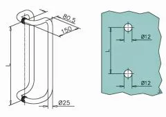 Edelstahl Trgriff Modell 475200 - 25,4 mm - L 500 mm