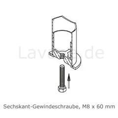 Hustenschutz Pfosten 20-122-35 mitte - Rohr 35x35 mm - Edelstahl Design