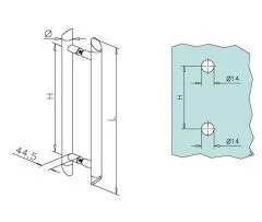 Edelstahl Trgriff Modell 475804 - 38,1 mm - L 400 mm