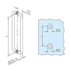 Edelstahl Trgriff Modell 475100 - 25,0 mm - L 700 mm