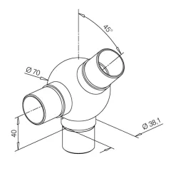 Edelstahl Design Rohr 38,1 mm Kugelrohrverbinder 45+90