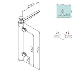 Hustenschutz Pfosten 20-111-25 mitte - Rohr  25.4 mm - Edelstahl Design