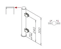 Hustenschutz Pfosten 20-150-25 mitte - Rohr  25.4 mm - Edelstahl Design