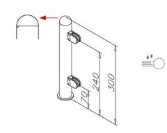 Hustenschutz Pfosten 20-160-38 rechts - Rohr  38.1 mm - Chrom Design