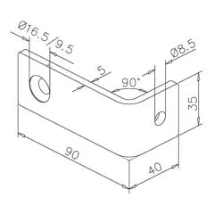 Edelstahl Winkelhalter 90x40x35mm