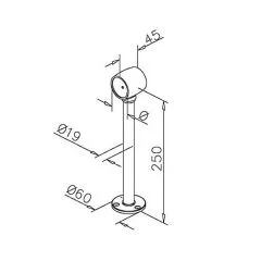 Chrom Design Fulauf- oder Rohrhalter Rohr 38,1 mm 20-2100