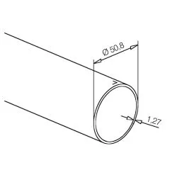 Masszeichnung fr  50.8 mm 2.0 - Rohr in Chrom poliert Design Zuschnitt nach Wunsch