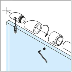 Edelstahl Design - 19mm - 1.000mm - Duschwand-Stabilisationsset 45