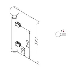 Hustenschutz Pfosten 20-140-38 links - Rohr  38.1 mm - Edelstahl Design