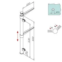 Hustenschutz Pfosten 20-112-38 -45 - Rohr  38.1 mm - Messing Design