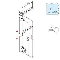 Hustenschutz Pfosten 20-112-38 rechts - Rohr  38.1 mm - Anthrazit Design