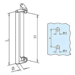 Edelstahl Trgriff zweiseitig Griff 25.4mm - 47-7710-425 - Lnge 100cm