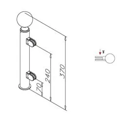 Hustenschutz Pfosten 20-140-25 rechts - Rohr  25.4 mm - Messing matt Optik