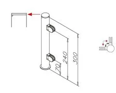 Hustenschutz Pfosten 20-150-25 -90 - Rohr  25.4 mm - Chrom Design