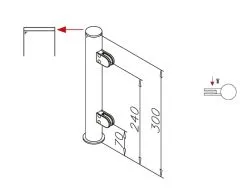 Hustenschutz Pfosten 20-150-38 rechts - Rohr  38.1 mm - Chrom Design