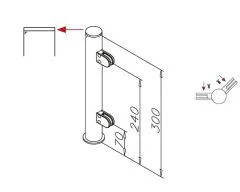 Hustenschutz Pfosten 20-150-38 -45 - Rohr  38.1 mm - Messing Design