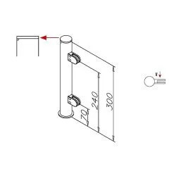 Hustenschutz Pfosten 20-150-38 links - Rohr  38.1 mm - Anthrazit Design