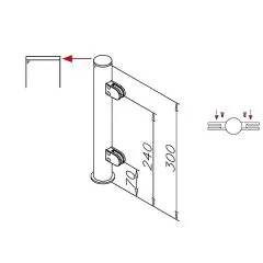 Hustenschutz Pfosten 20-150-38 mitte - Rohr  38.1 mm - Anthrazit Design