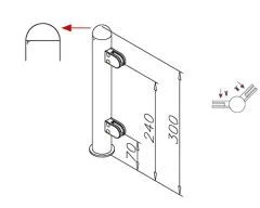 Hustenschutz Pfosten 20-160-25 -45 - Rohr  25.4 mm - Edelstahl Design