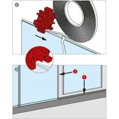 Verbindungsklebeband fr Glaswand - fr Glas 10 - 10,76 mm - 12 m Rolle