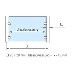 Hustenschutz Pfosten 20-170-20 rechts - Rohr 20x20 mm - Edelstahl Design