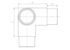 Edelstahl Rohrverbinder 3x90 fr Edelstahlrohr 42,4 mm