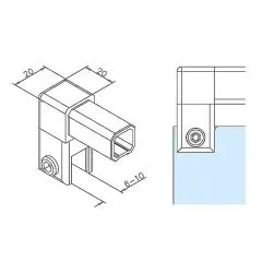 Messing matt Design 20x20 mm Dusch Stabi Set 90 1.000mm