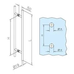 Edelstahl Trgriff Modell 475303 - Griff 19mm - Grifflnge 50cm