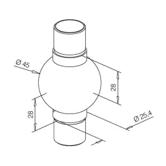Edelstahl Design Rohr 25,4 mm Kugelrohrverbinder 180