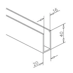 Alu U-Profil 40x20x40mm Edelstahleffekt - Zuschnitt