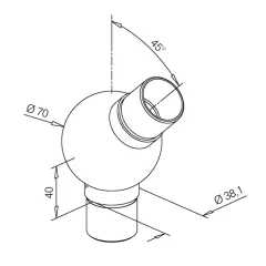 Edelstahl Design Rohr 38,1 mm Kugelrohrverbinder 45