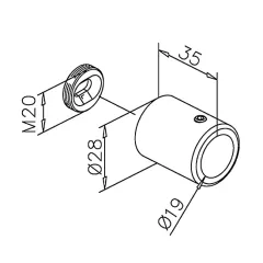 Edelstahl Design - 19mm - 1.250mm - Duschwand-Stabilisationsset 90