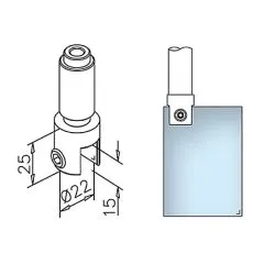 Edelstahl Design Einsteckhalter gerade Rohr  19 mm