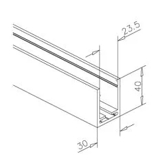 Alu U-Profil 40x30x40mm Edelstahl Design - ganze Lnge 200 cm