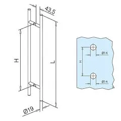 Messing Design Trgriff 475303 - Griff 19mm - Grifflnge 70cm