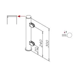 Hustenschutz Pfosten 20-150-38 rechts - Rohr  38.1 mm - Messing matt Optik