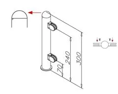 Hustenschutz Pfosten 20-160-38 mitte - Rohr  38.1 mm - Messing matt Optik