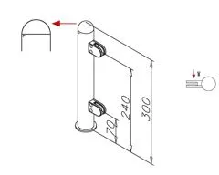 Hustenschutz Pfosten 20-160-38 rechts - Rohr  38.1 mm - Messing matt Optik