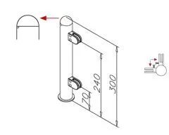 Hustenschutz Pfosten 20-160-38 90 - Rohr  38.1 mm - Messing matt Optik