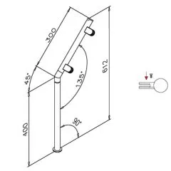 Hustenschutz Pfosten 20-171-25 rechts - Rohr  25.4 mm - Edelstahl Design matt