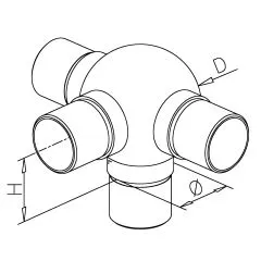 Edelstahl Design Rohr 38,1 mm Kugelrohrverberbinder T+1x90